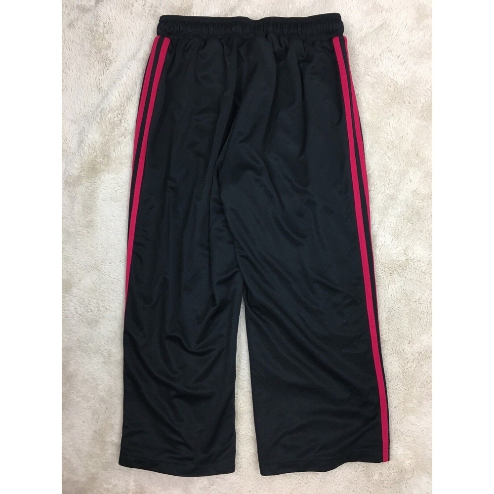 Adidas Girls Size SMALL Black Athletic Pants Pink Stretch Polyester Drawstring - Picture 2 of 3